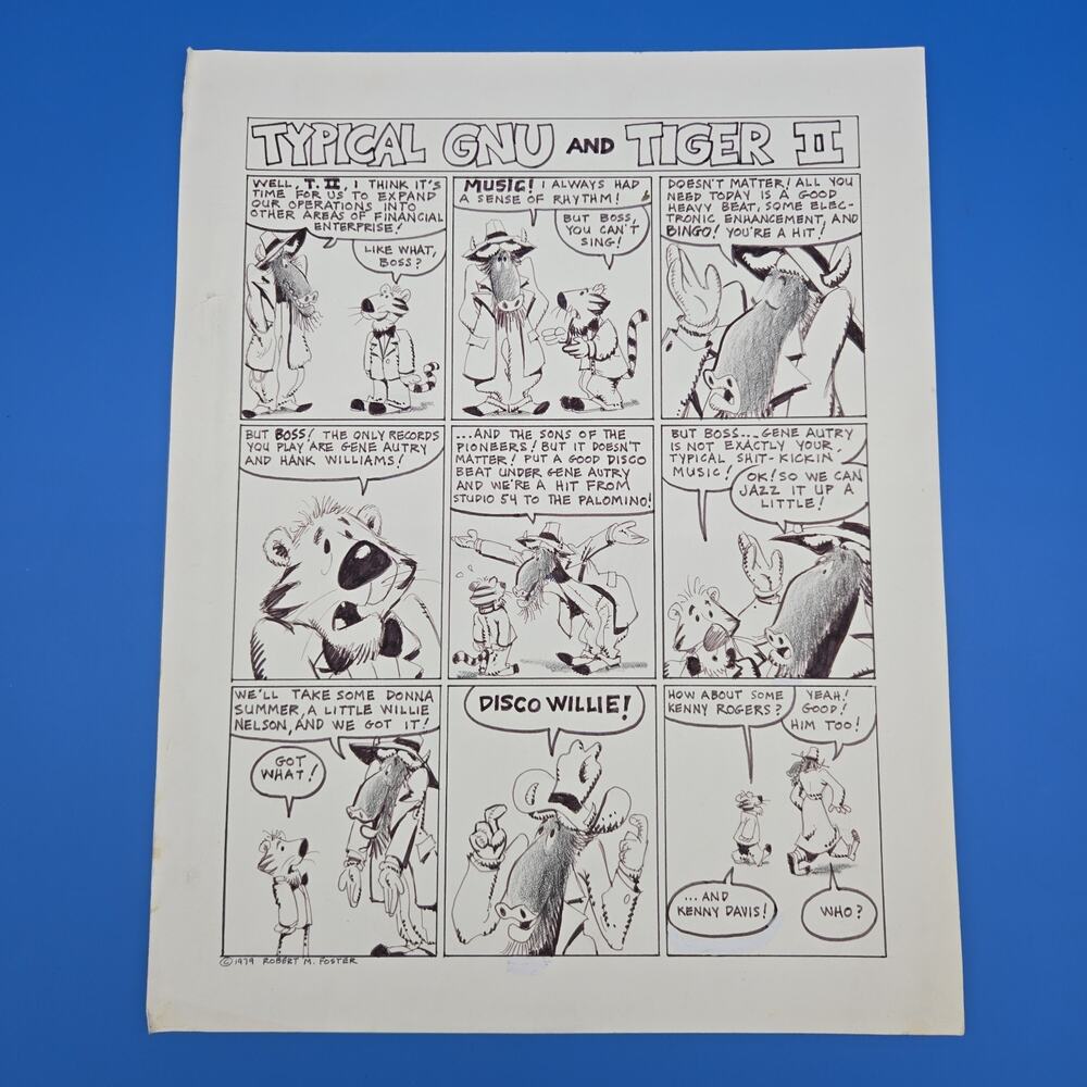Bob Foster Original Comic Art 1979 Typical Gnu & Tiger II Disco Willie